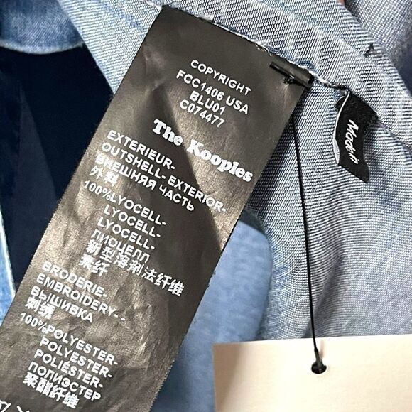 THE KOOPLES Embroidered Crane Long Sleeve Button Up Lyocell Chambray Shirt - Picture 10 of 11
